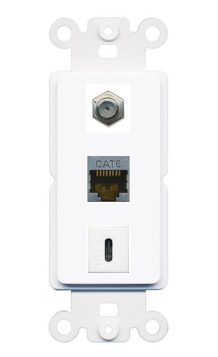 CAT6-SHIELDED COAX USBC Wall Plate [White]