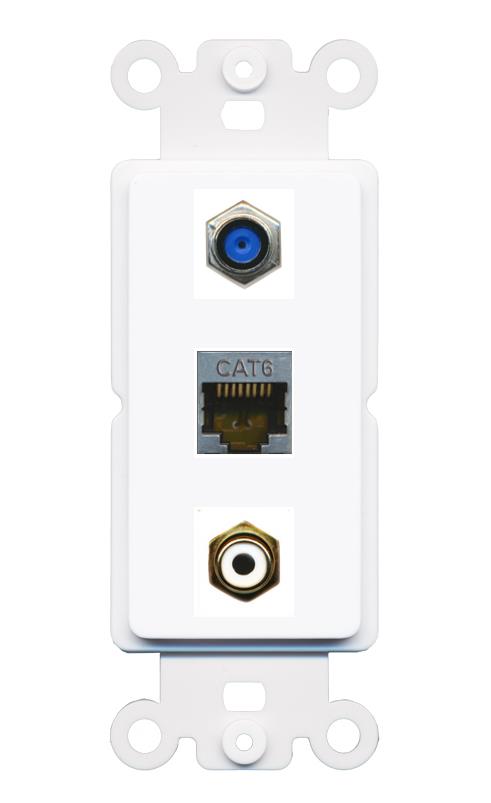 CAT6-SHIELDED F81 RCA-WHITE Wall Plate [White]