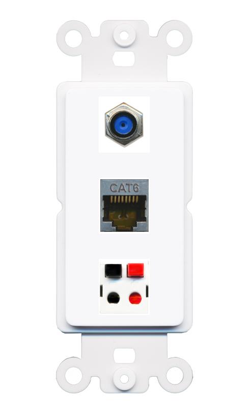 CAT6-SHIELDED F81 SPEAKER Wall Plate [White]