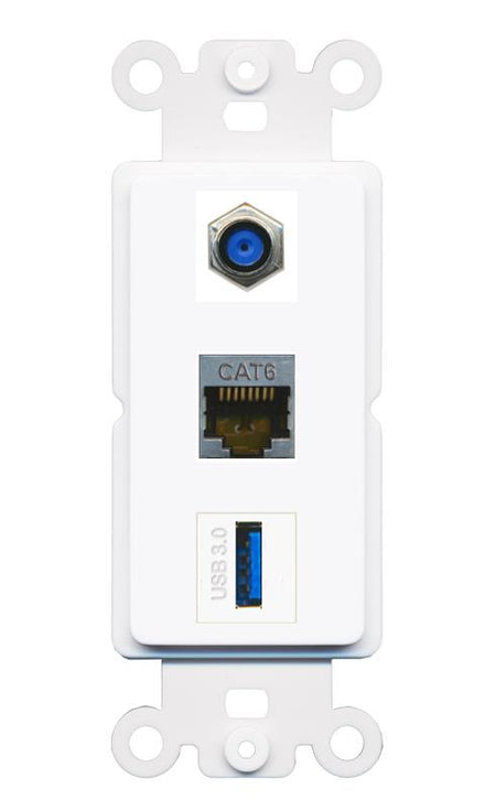 CAT6-SHIELDED F81 USB-3 Wall Plate [White]