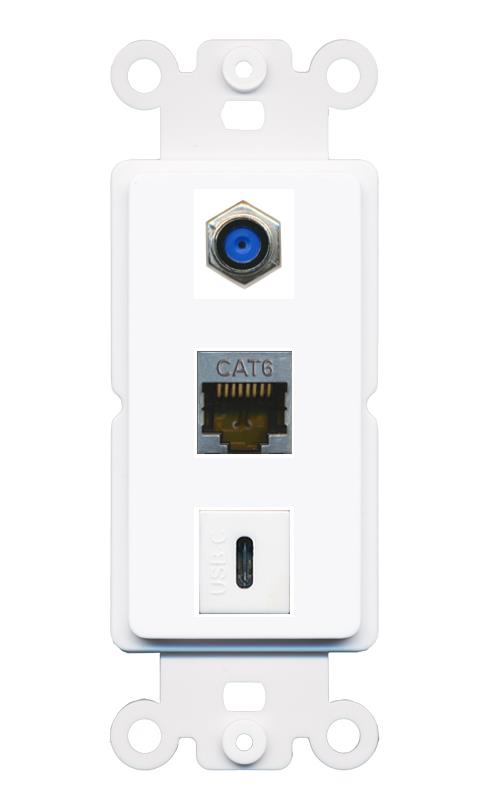 CAT6-SHIELDED F81 USBC Wall Plate [White]