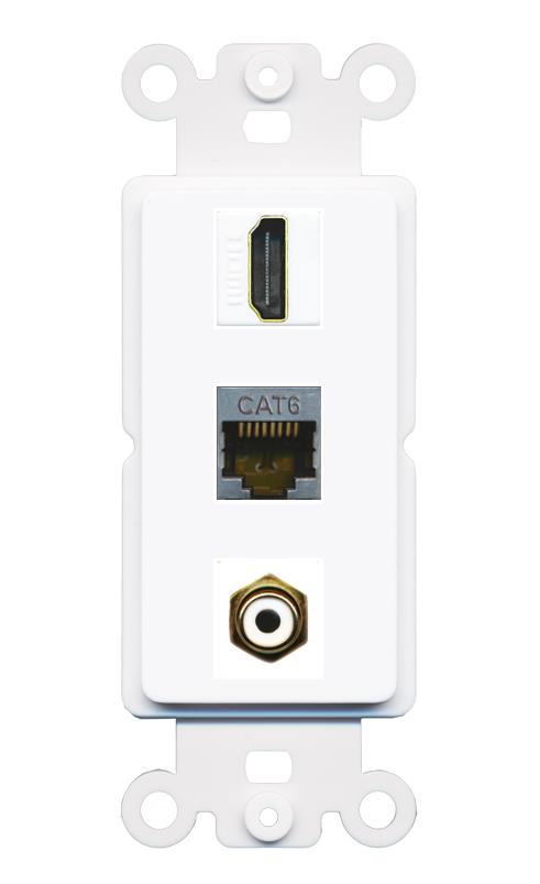 CAT6-SHIELDED HDMI RCA-WHITE Wall Plate [White]