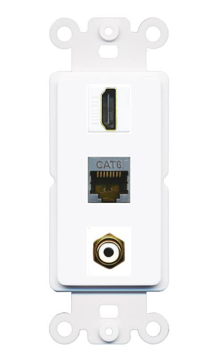 CAT6-SHIELDED HDMI RCA-WHITE Wall Plate [White]