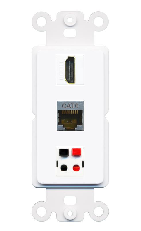 CAT6-SHIELDED HDMI SPEAKER Wall Plate [White]