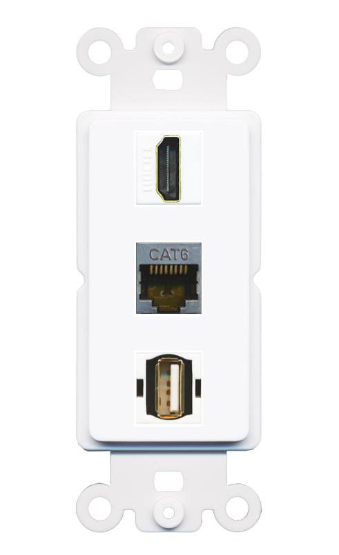 CAT6-SHIELDED HDMI USB2 Wall Plate [White]