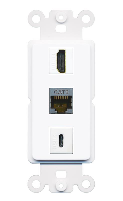 CAT6-SHIELDED HDMI USBC Wall Plate [White]
