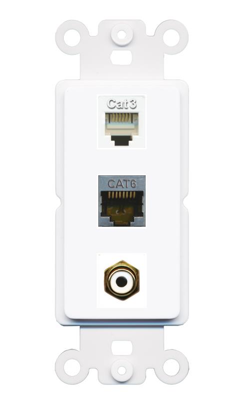 CAT6-SHIELDED PHONE RCA-WHITE Wall Plate [White]