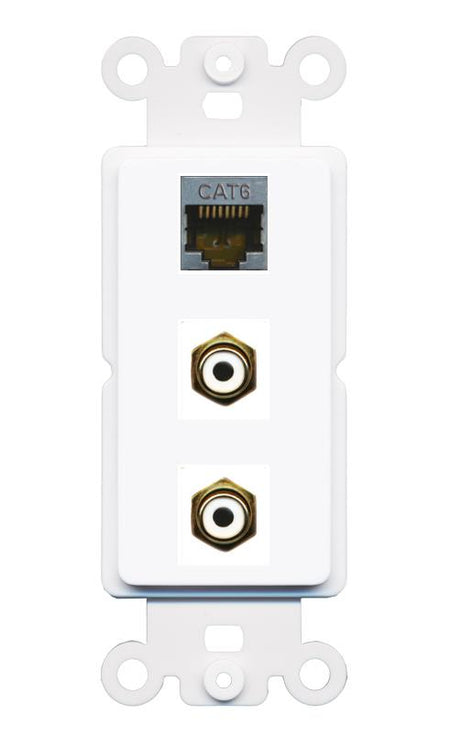 CAT6-SHIELDED 2 RCA-WHITE Wall Plate [White]