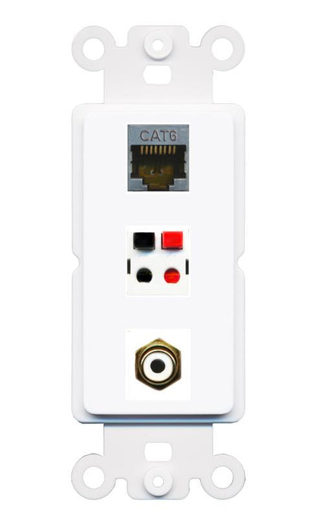 CAT6-SHIELDED RCA-WHITE SPEAKER Wall Plate [White]