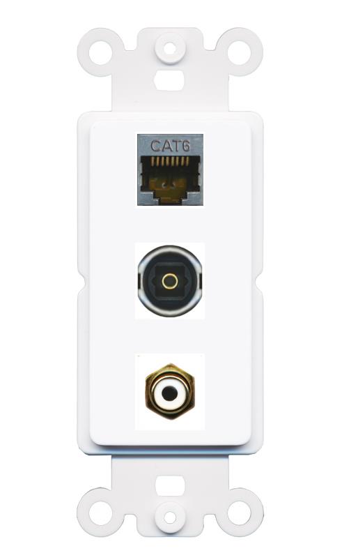 CAT6-SHIELDED RCA-WHITE TOSLINK Wall Plate [White]