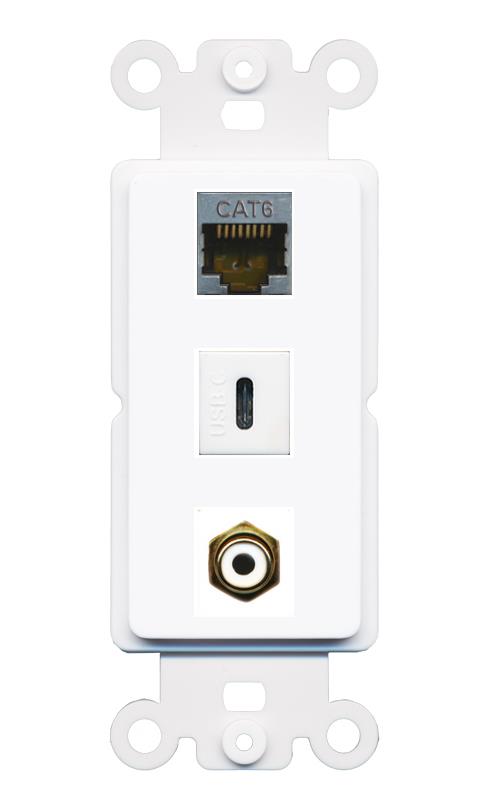 CAT6-SHIELDED RCA-WHITE USBC Wall Plate [White]