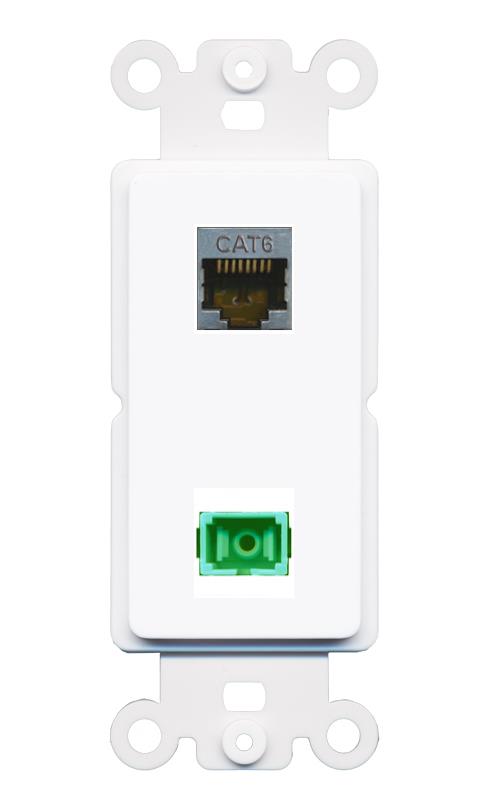 CAT6-SHIELDED SC-APC-SX Rocker Insert Module Wall Plate [White]