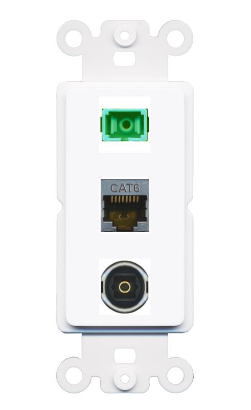 CAT6-SHIELDED SC-APC-SX TOSLINK Wall Plate [White]