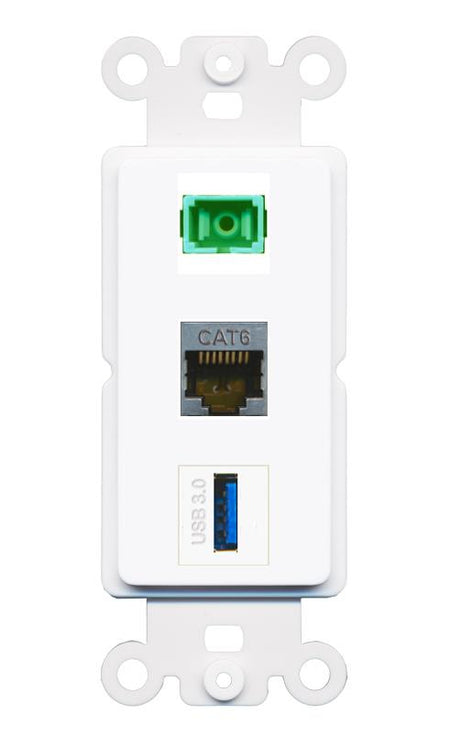 CAT6-SHIELDED SC-APC-SX USB-3 Wall Plate [White]