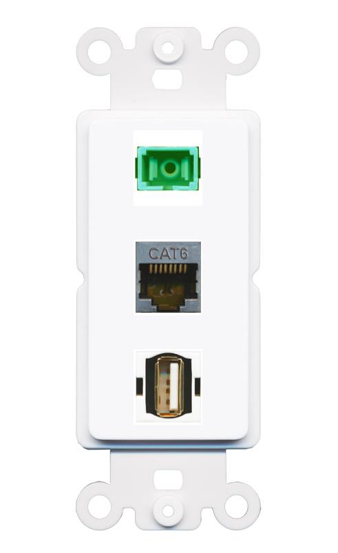 CAT6-SHIELDED SC-APC-SX USB2 Wall Plate [White]