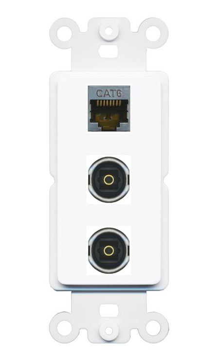 CAT6-SHIELDED 2 TOSLINK Wall Plate [White]