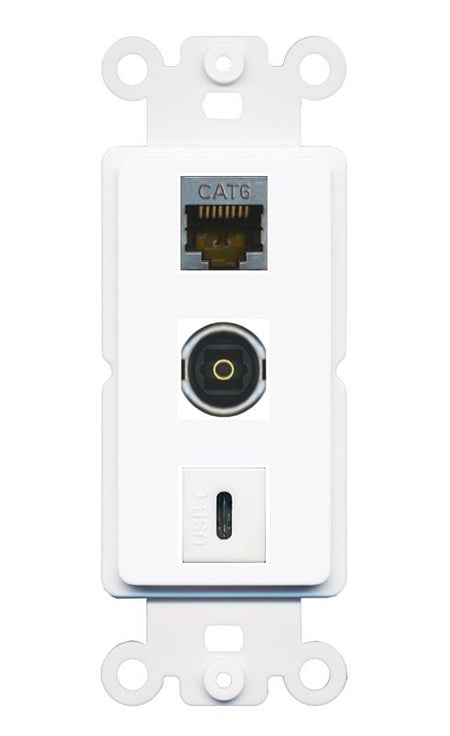 CAT6-SHIELDED TOSLINK USBC Wall Plate [White]