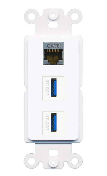 CAT6-SHIELDED 2 USB-3 Wall Plate [White]