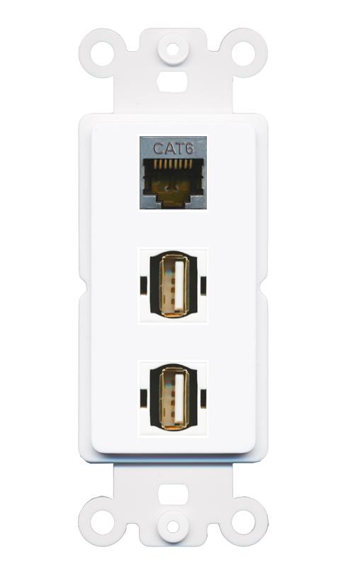 CAT6-SHIELDED 2 USB2 Wall Plate [White]