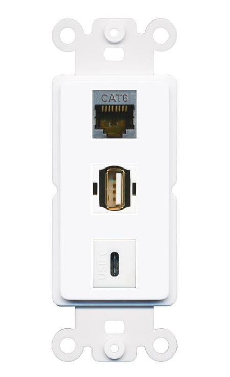 CAT6-SHIELDED USB2 USBC Wall Plate [White]