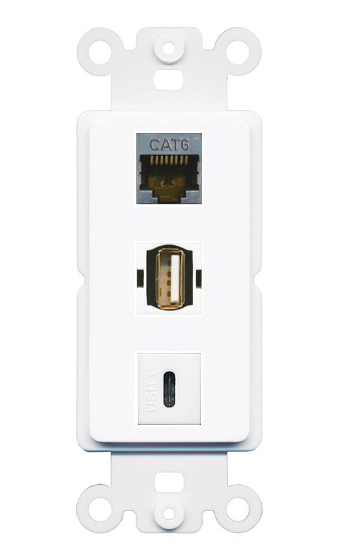 CAT6-SHIELDED USB2 USBC Wall Plate [White]