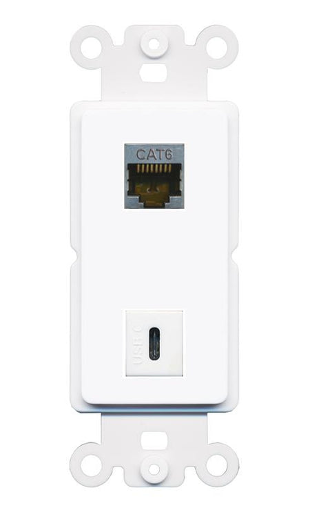 CAT6-SHIELDED USBC Rocker Insert Module Wall Plate [White]