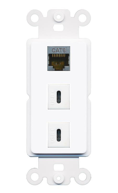 CAT6-SHIELDED 2 USBC Wall Plate [White]