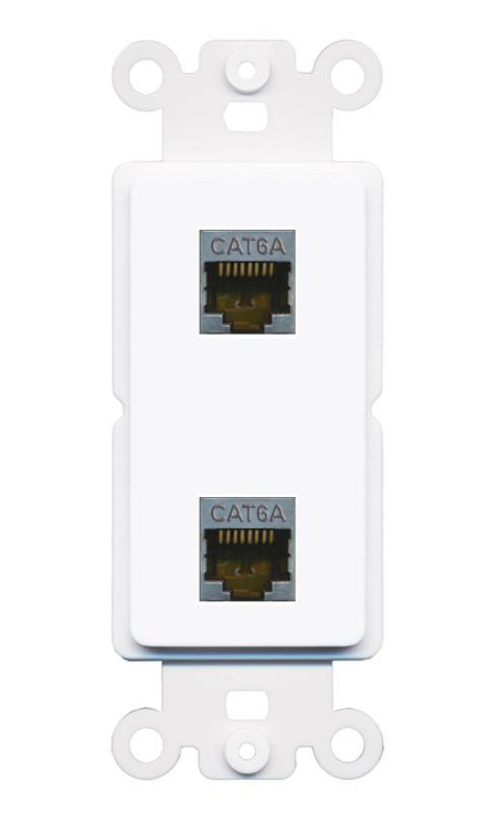 2 CAT6A Rocker Insert Module Wall Plate [White]