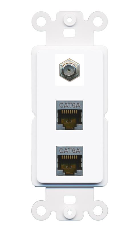 2 CAT6A COAX Wall Plate [White]