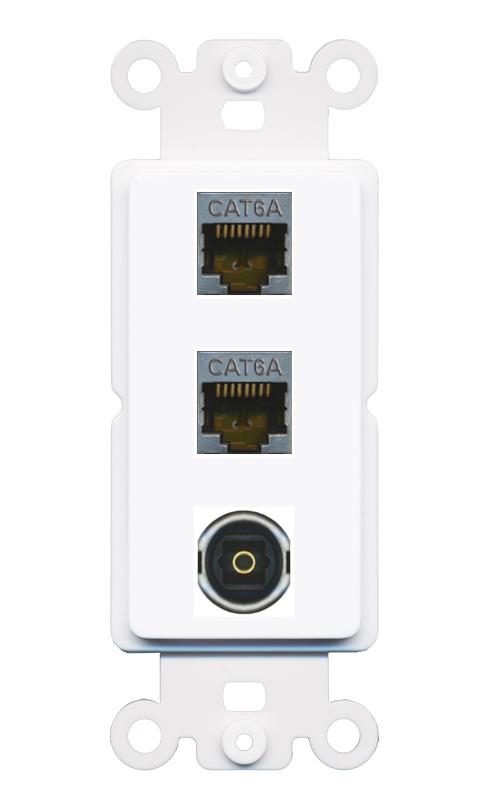 2 CAT6A TOSLINK Wall Plate [White]