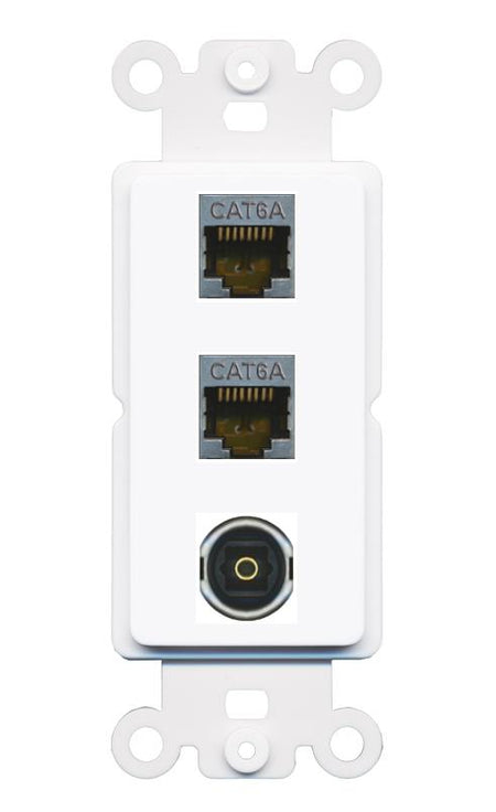 2 CAT6A TOSLINK Wall Plate [White]