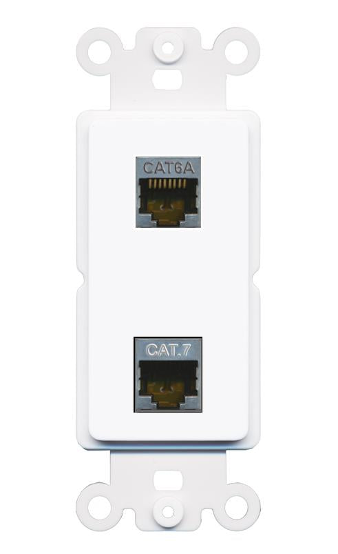CAT6A CAT7 Rocker Insert Module Wall Plate [White]
