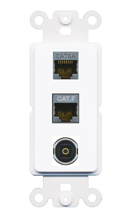 CAT6A CAT7 TOSLINK Wall Plate [White]