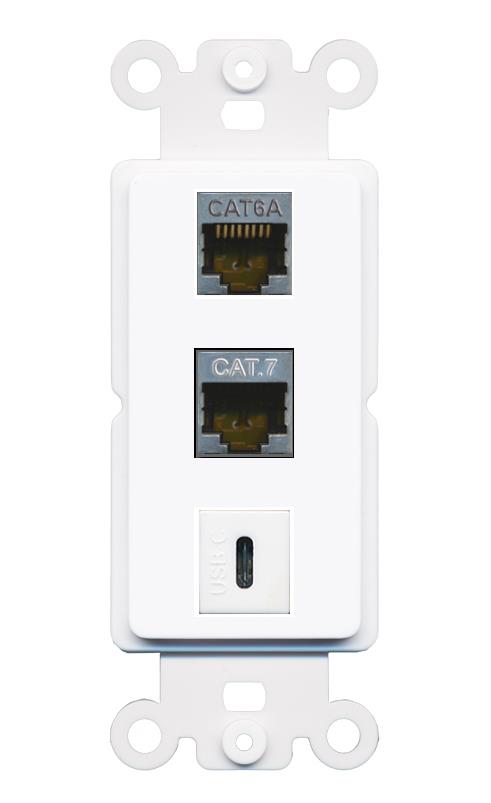 CAT6A CAT7 USBC Wall Plate [White]