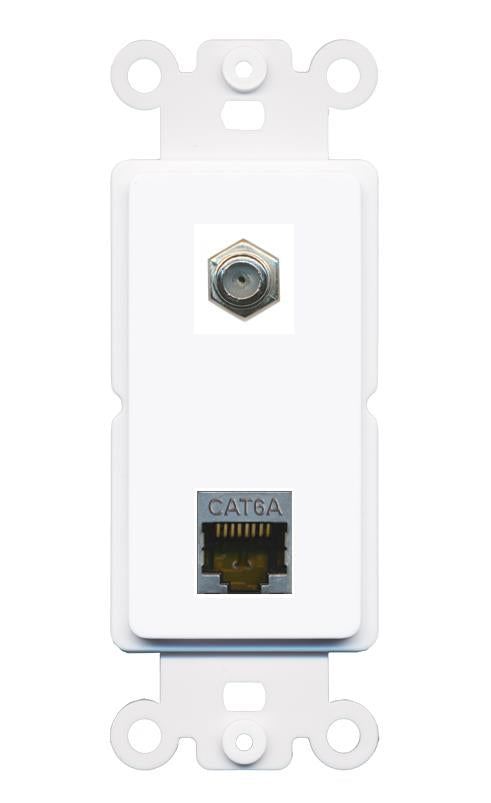 CAT6A COAX Rocker Insert Module Wall Plate [White]