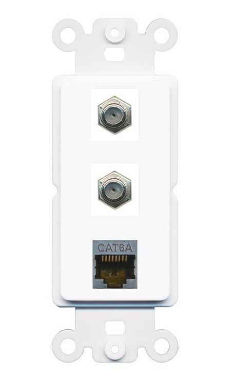 CAT6A 2 COAX Wall Plate [White]