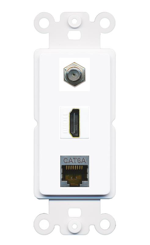 CAT6A COAX HDMI Wall Plate [White]