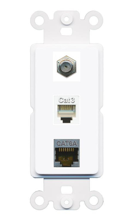 CAT6A COAX PHONE Wall Plate [White]