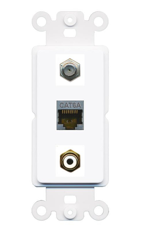 CAT6A COAX RCA-WHITE Wall Plate [White]