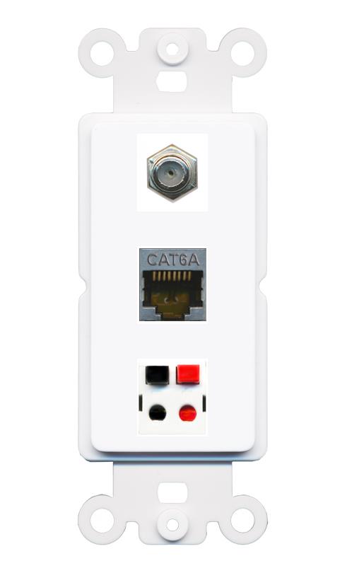 CAT6A COAX SPEAKER Wall Plate [White]