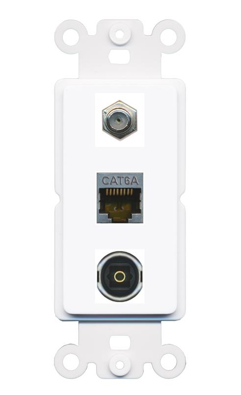 CAT6A COAX TOSLINK Wall Plate [White]