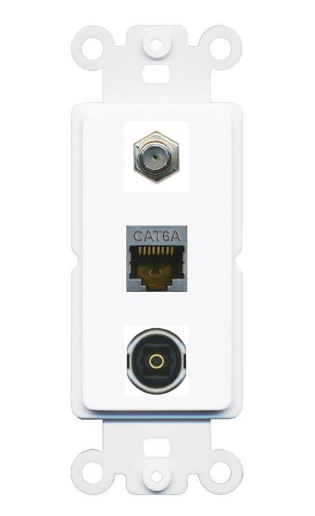 CAT6A COAX TOSLINK Wall Plate [White]
