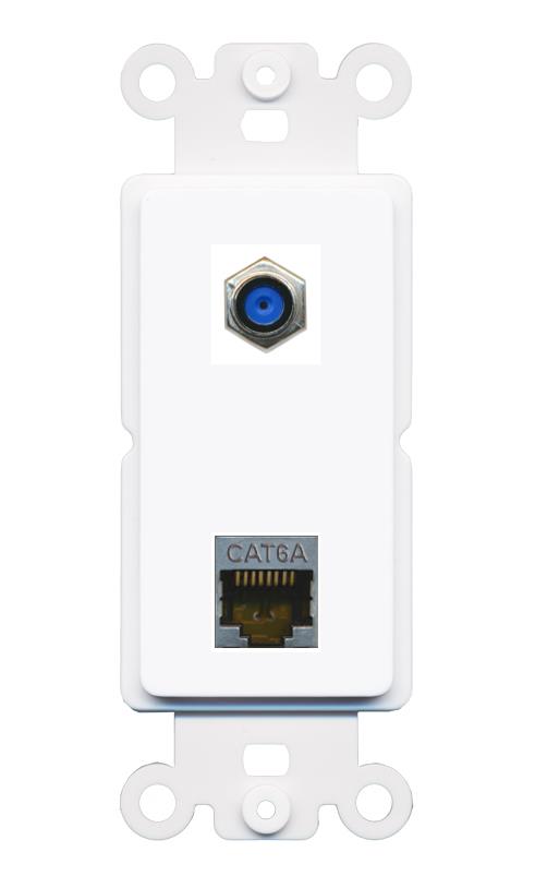 CAT6A F81 Rocker Insert Module Wall Plate [White]