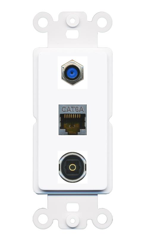 CAT6A F81 TOSLINK Wall Plate [White]