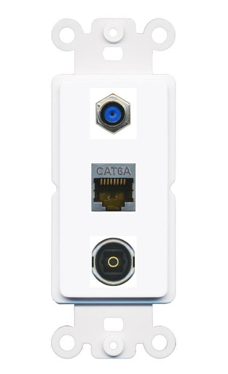 CAT6A F81 TOSLINK Wall Plate [White]