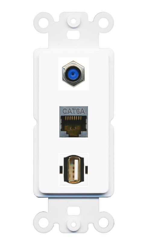 CAT6A F81 USB2 Wall Plate [White]