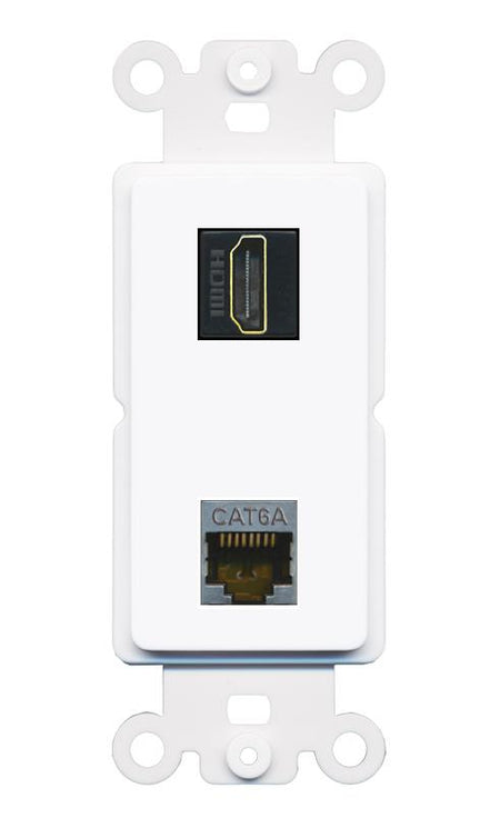 CAT6A HDMI-BLACK Rocker Insert Module Wall Plate [White]