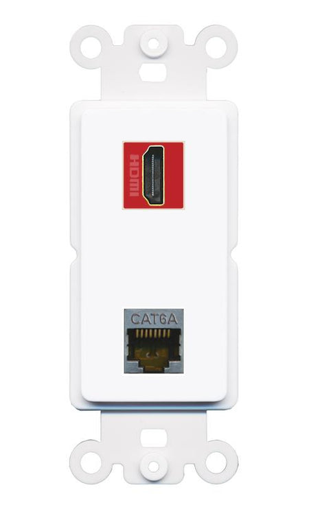 CAT6A HDMI-RED Rocker Insert Module Wall Plate [White]