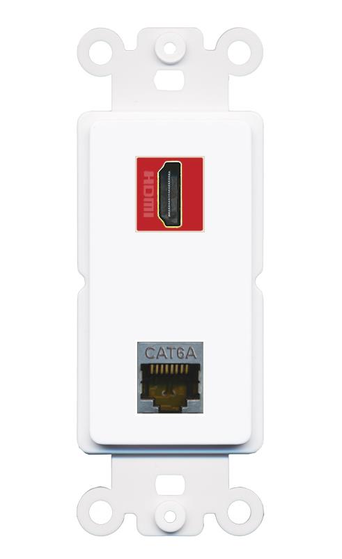 CAT6A HDMI-RED Rocker Insert Module Wall Plate [White]