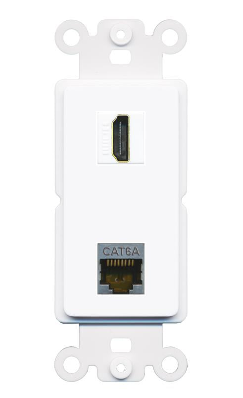 CAT6A HDMI-WHITE Rocker Insert Module Wall Plate [White]